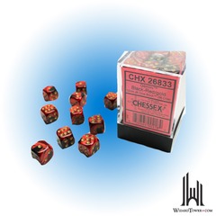 Gemini - 12mm d6 Dice Block - Black-Red / Gold